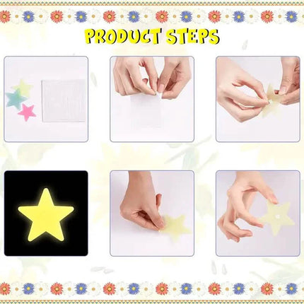 100-Pieces: Glow-in-the-Dark Fluorescent Wall & Ceiling Star Stickers