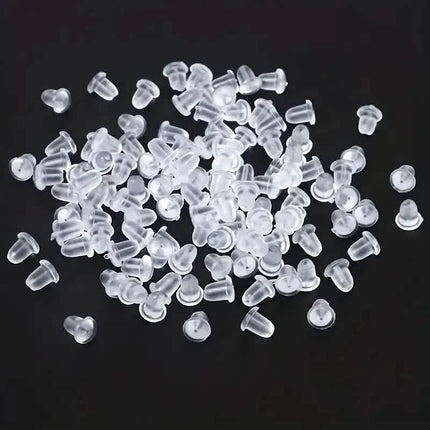 100-Pieces: Transparent Plastic Ear Clog Ear Stud Earring Pin Backs Ear Plug