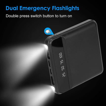 10000 mAh Portable Powerbank Mini with Dual USB Ports LCD Display