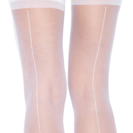 Sheer Backseam Stockings - White - O/S