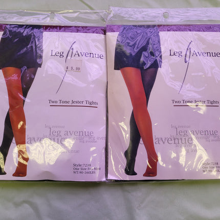 Two Tone Jester Tights Adult One Size Leg Avenue