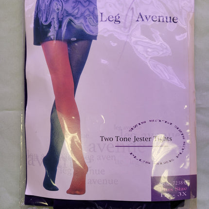 Two Tone Jester Tights Adult Plus Size Leg Avenue