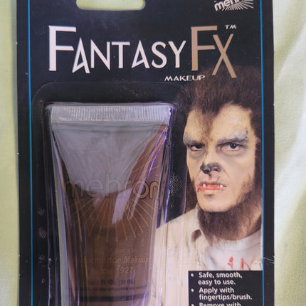 Wolfman Dark Brown Fantasy FX Cream Water Based Makeup 1 oz Mehron