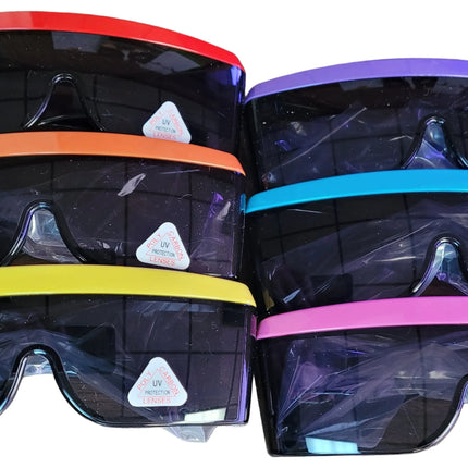 Industrial looking Old Man Safety Sunglasses with Dark Lens and Color Band