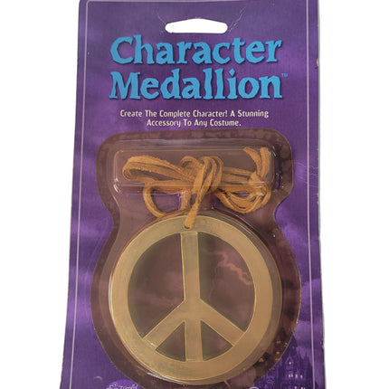 Character Medallion Gold Peace Sign Necklace