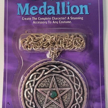 Gothic Medallion Star Pentagram Green Gem Accessory