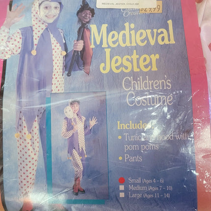 Vintage Medieval Jester Child Costume Small