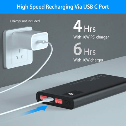 10000mAh Power Bank Portable Charger External Battery Pack