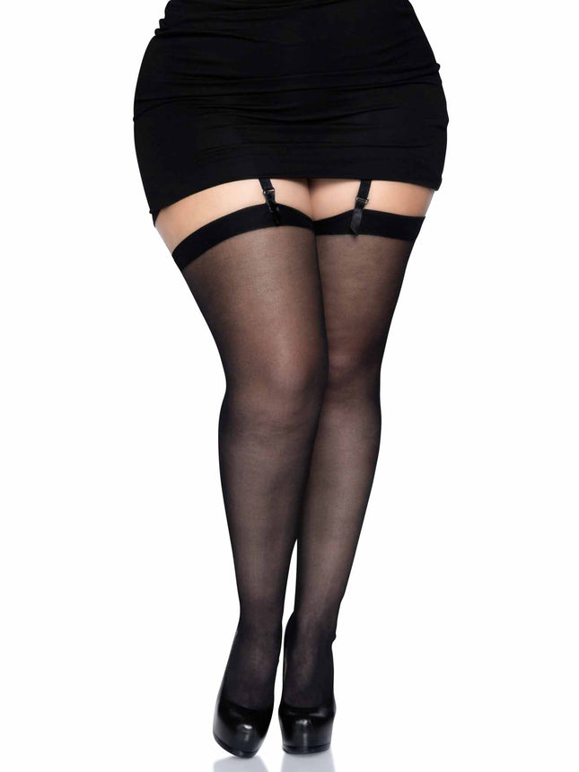 Plus Size Sheer Backseam Stockings - Black - PLUS SIZE
