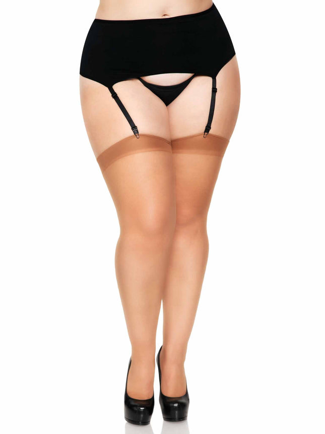 Plus Size Sheer Backseam Stockings - Tan - PLUS SIZE