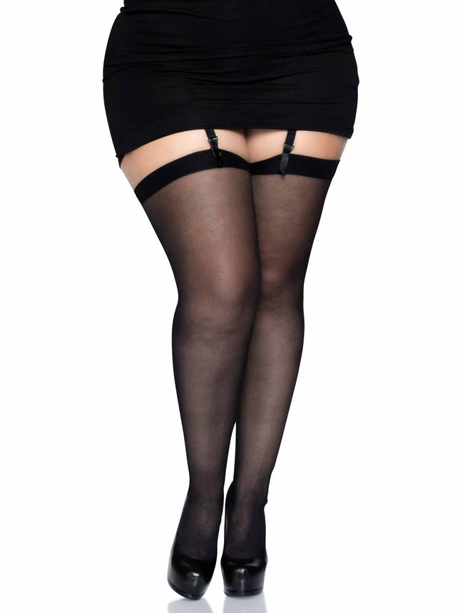 Plus Size Sheer Stockings - Black - PLUS SIZE