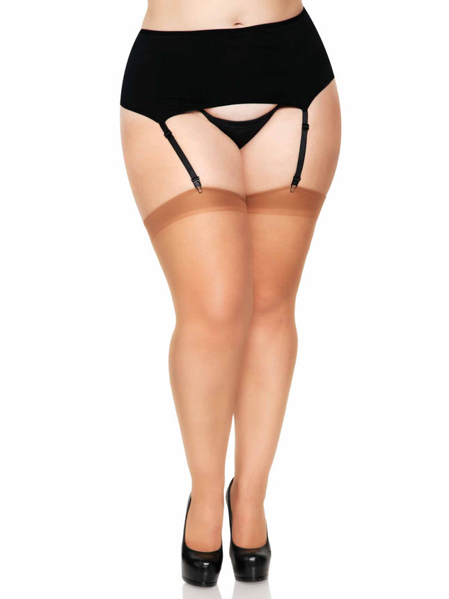 Plus Size Sheer Stockings - Tan - PLUS SIZE