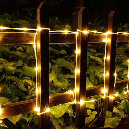 100 LED Solar Power Fairy String Rope Light - Warm White