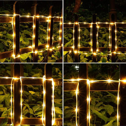 100 LED Solar Power Fairy String Rope Light - Warm White