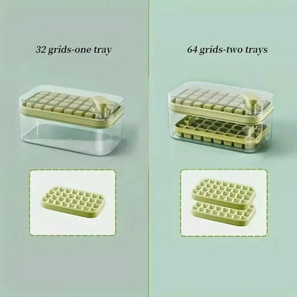 101oz. Ice Cube Tray Set - 64 Pcs Silicone Ice Cube Tray With Lid & Bin