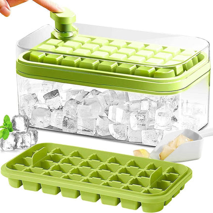 101oz. Ice Cube Tray Set - 64 Pcs Silicone Ice Cube Tray With Lid & Bin