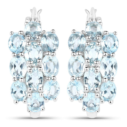 9.88 Carat Genuine Blue Topaz .925 Sterling Silver 3 Piece Jewelry Set (Ring, Earrings, and Pendant w/ Chain)