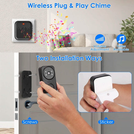 1080P WiFi Security Doorbell Camera 2-Way Audio Free Cloud Storage