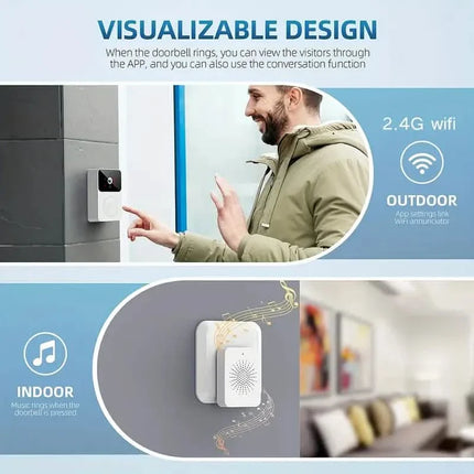 1080P WiFi Smart Video Doorbell with HD Night Vision, Two-Way Audio with App Control