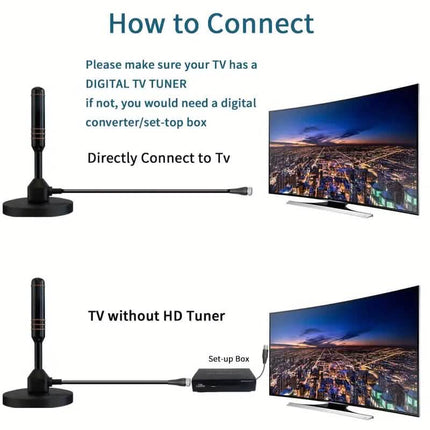 10ft Coax Cable HD Digital TV Antenna with Magnetic Base