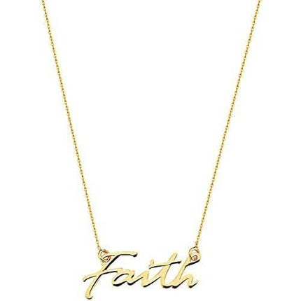10K Gold Faith Necklace for Women Adjustable from 16" to 18"