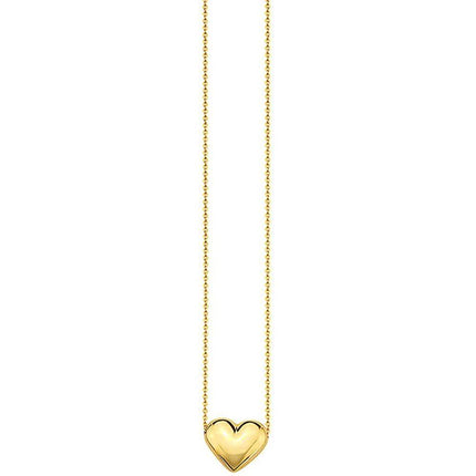 10K Gold Puffed Heart Necklace for Women Adjustable