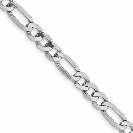 10K Solid White Gold Figaro Chain Necklace