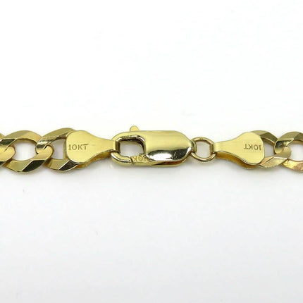 10K Solid Yellow Gold Curb Cuban Link Chain Pendant Necklace 7mm