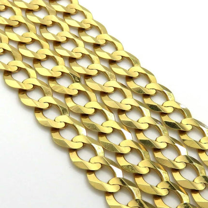 10K Solid Yellow Gold Curb Cuban Link Chain Pendant Necklace 7mm