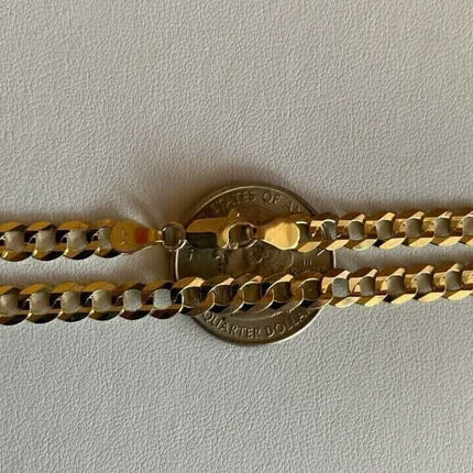 10k Yellow Gold 5MM Curb Chain Cuban Link Necklace 16"-30" Made In Italy