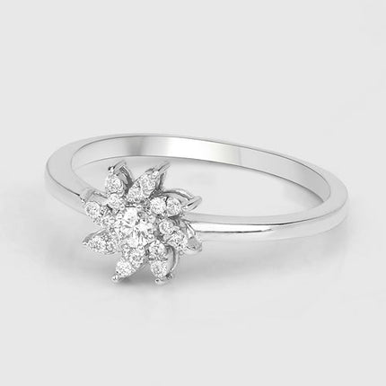 0.18 Carat Genuine White Diamond 14K White Gold Ring (E-F-G Color, SI Clarity)