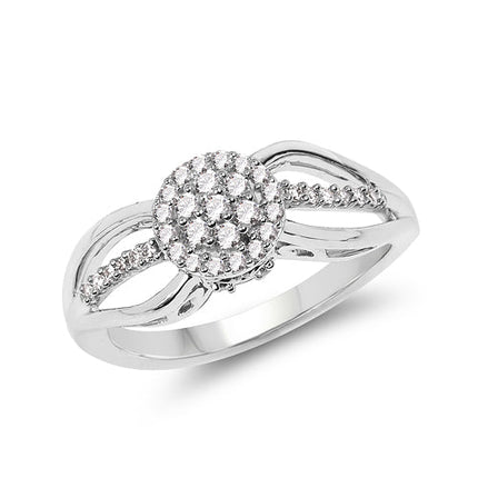 0.25 Carat Genuine White Diamond 14K White Gold Ring (E-F Color, SI Clarity)
