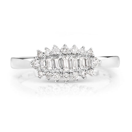 0.37 Carat Genuine White Diamond 14K White Gold Ring (E-F Color, VS-SI Clarity)