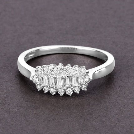 0.37 Carat Genuine White Diamond 14K White Gold Ring (E-F Color, VS-SI Clarity)