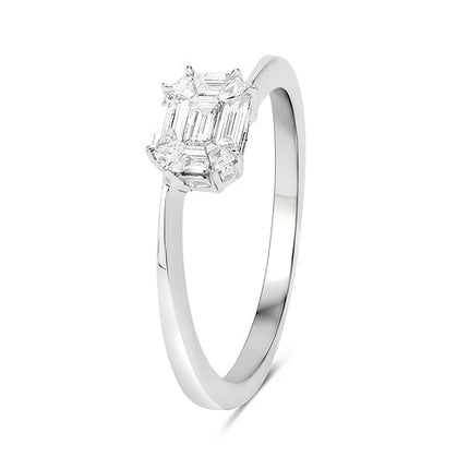 0.33 Carat Genuine White Diamond 18K White Gold Ring (F-G Color, VVS-VS Clarity)