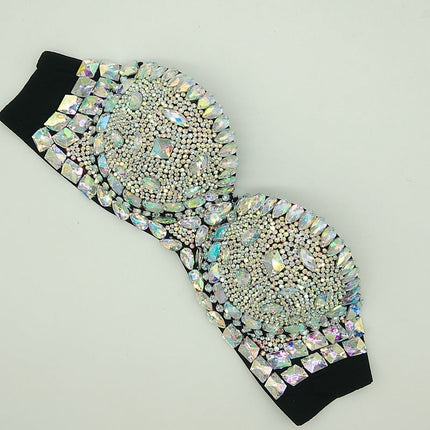 Crystal Rhinestone Diamond Bikini Showgirl Bra Set – Glamour Stage Performance Costume