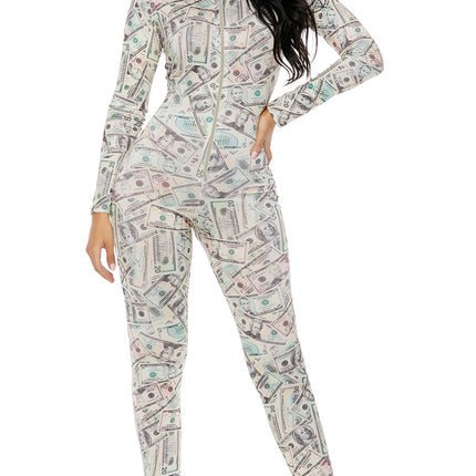 Zipfront Money Print Jumpsuit