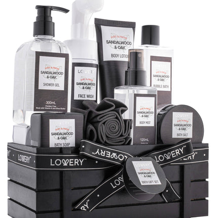 Luxury Spa Kit for Men, Sandalwood Oak Scented Bath Gift Set
