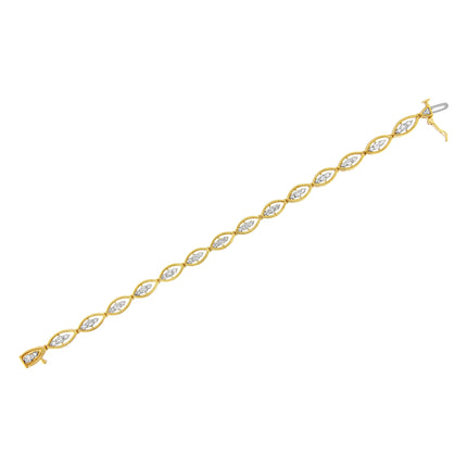 10K Yellow Gold Plated .925 Sterling Silver 1 cttw Prong Set Round-Cut Diamond Link Bracelet (J-K Color, I1-I2 Clarity) - 7.25"