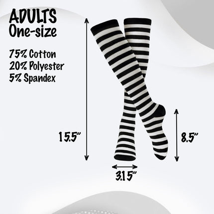 Unisex Striped Socks for Kids & Adults – Cotton Blend Costume & Everyday Socks Multiple Colors & Sizes