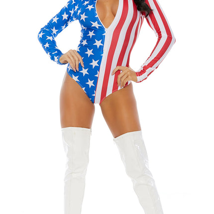 Zipfront Flag Bodysuit