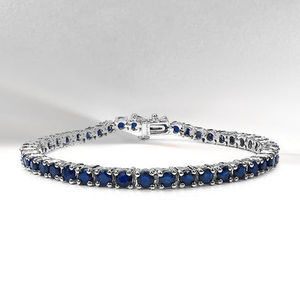 8.36 Carat Genuine Blue Sapphire .925 Sterling Silver Bracelet