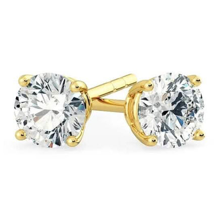1/2 Ct TW Real Natural Round-Cut Diamond Solitaire 14K Gold Stud Earrings