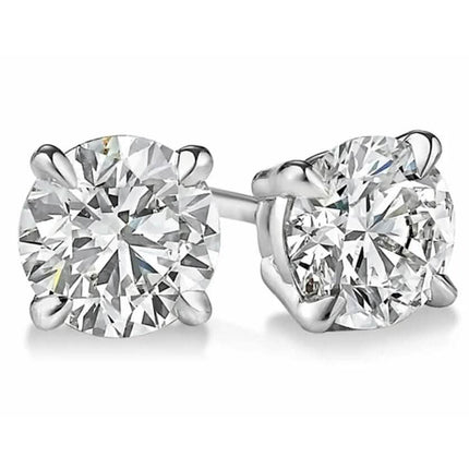 1/2 Ct TW Real Natural Round-Cut Diamond Solitaire 14K Gold Stud Earrings