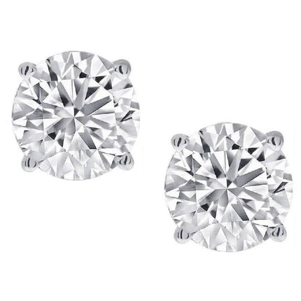 1/2 Ct TW Real Natural Round-Cut Diamond Solitaire 14K Gold Stud Earrings