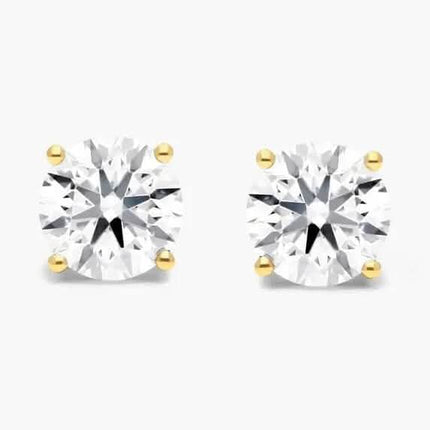 1/2 Ct TW Real Natural Round-Cut Diamond Solitaire 14K Gold Stud Earrings