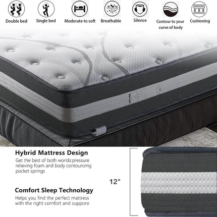 12" Hybrid Pocket Spring Mattress