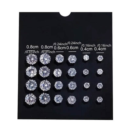 12-Pairs: Crystal Zircon Earrings Set