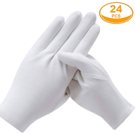 12-Pairs: White Cotton Gloves