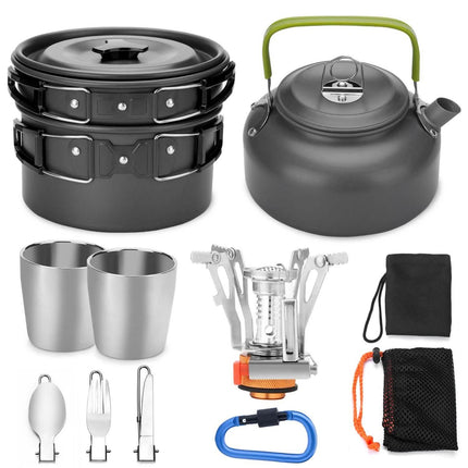 12-Piece: ODOLAND Camping Cookware Mess Kit with Mini Stove